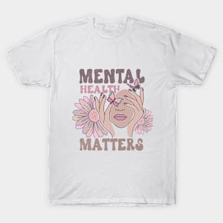 Mental Health Matters Awareness Flowers and Butterflies T-Shirt